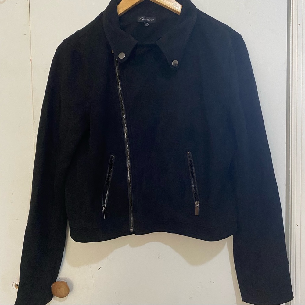 Women's Black Suede Asymmetrical Zip Moto Jacket